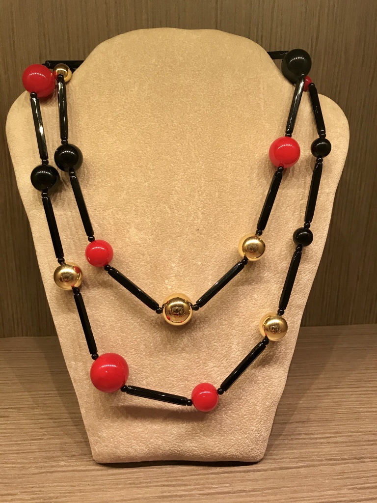 Collana sfere e cilindretti con perla/metal  Cil01/sf11/O) Nero/Rosso/Oro