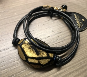 Bracciale doppio giro con piastra laccata  01/O) Nero/Oro